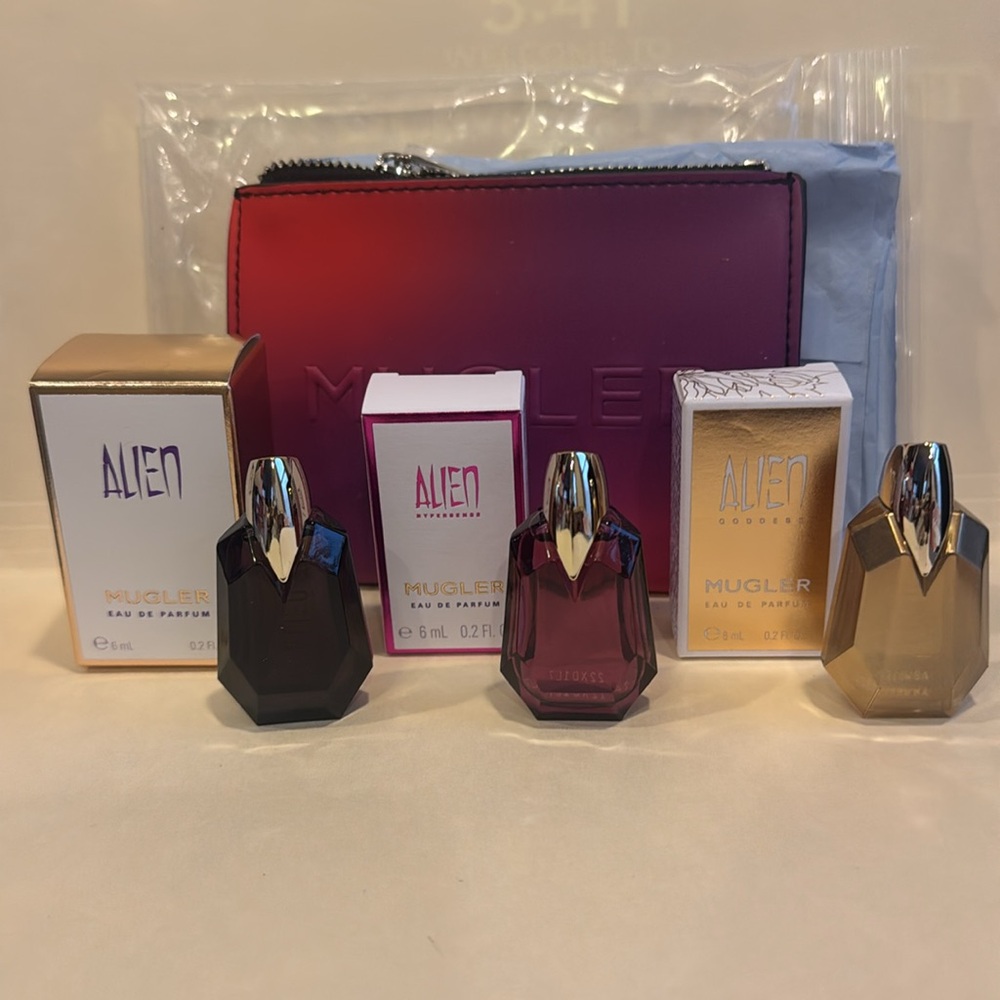 MUGLER 4p Pouch + 3 Alien Mini Purse Travel Size Samples NIP NIB - Picture 5 of 7